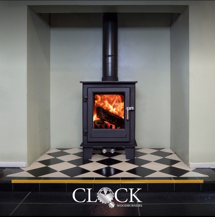 Clock compact multi fuel stove package