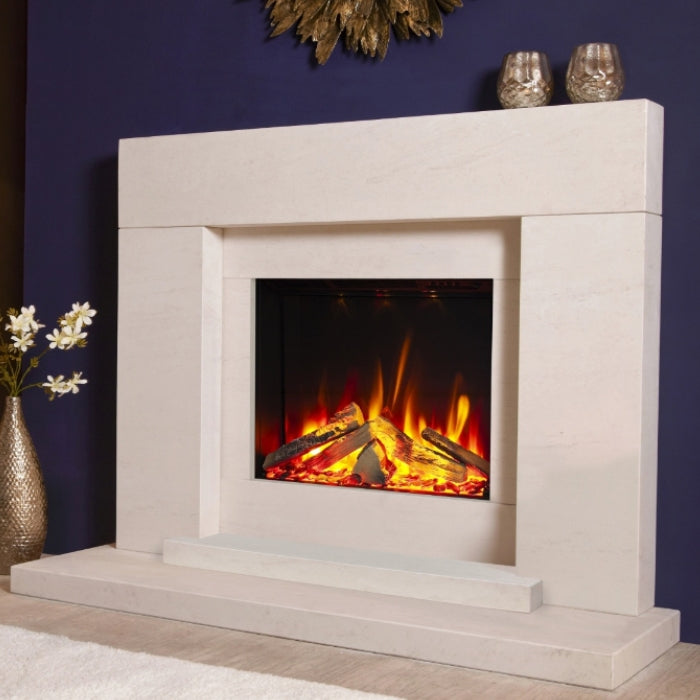Celsi DLX Pablo 600 Limestone Electric Fireplace Suite