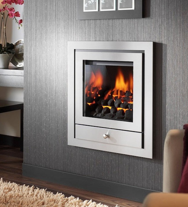 Crystal Fires Royale 4 Sided Hole In the Wall with Gem Gas Fire in Graphite with Remote Control and Coals