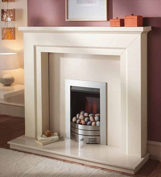 Crystal Fires Slimline Radiant Inset Gas Fire with Coals, Brass Trim & Grace Fret