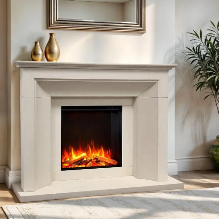 Celsi DLX Asencio 600XT 54" Limestone Electric Fireplace Suite