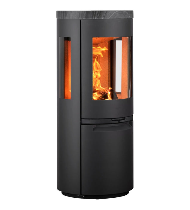 Heta Scanline 900 6.6kW Wood Burning Stove with Side Windows and Blackwood Top
