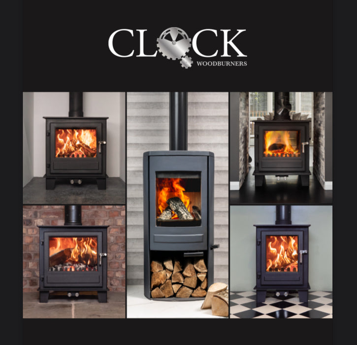 Clock compact multi fuel stove package