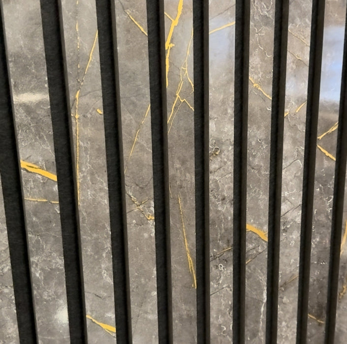 Black & Gold Acoustic Premium slatted wooden felt back wall Panels 2400mm x 600mm - x1 Panel
