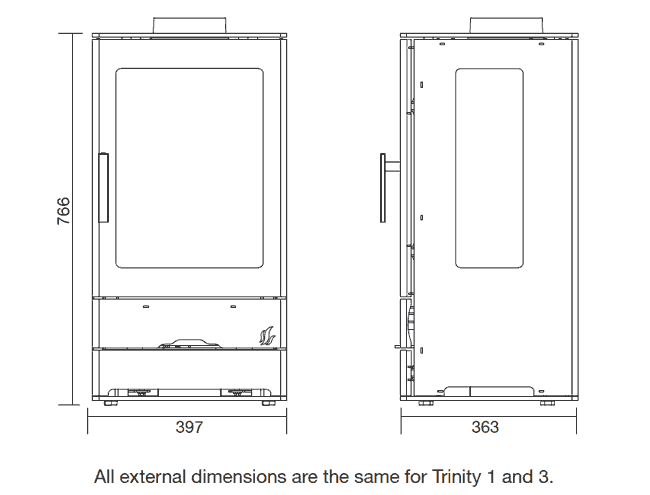 ACR Trinity 3 Sided Eco Wood Burning Stove