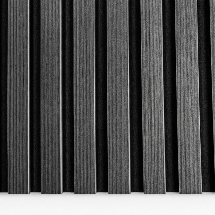 Dark Grey Acoustic Premium slatted wooden felt back wall Panels 2400mm x 600mm - x1 Panel