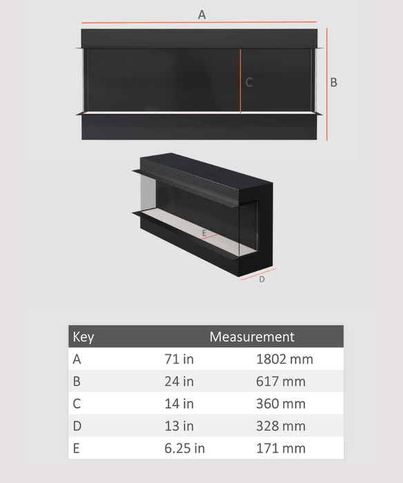 E1800 Icona™  E1800 Panoramic deep High definition Deep Electric Fire 3 Sided 1800mm Wide App & Alexa controlled
