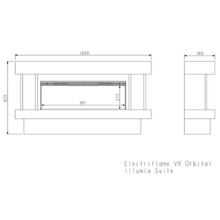 Celsi Electriflame VR Orbital 1000 Illumia Electric Fireplace Suite