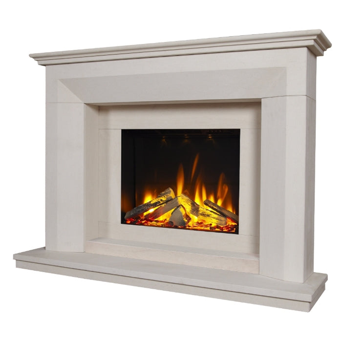 Celsi DLX Angelo 600 Limestone Electric Fireplace Suite