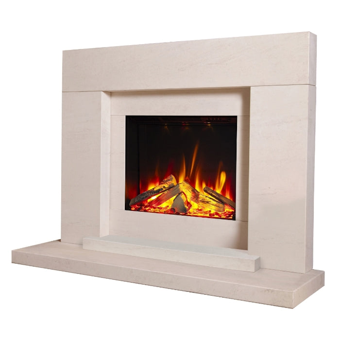 Celsi DLX Pablo 600 Limestone Electric Fireplace Suite
