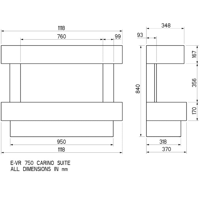 Celsi Electriflame VR Carino 750 Electric Fireplace Suite