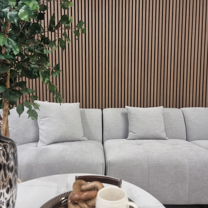 Dark Oak Acoustic Premium slatted wooden felt back wall Panels 2400mm x 600mm - X1 Panel