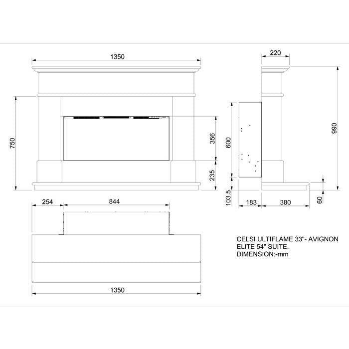 Celsi Ultiflame VR Avignon Elite Limestone Electric Fireplace Suite