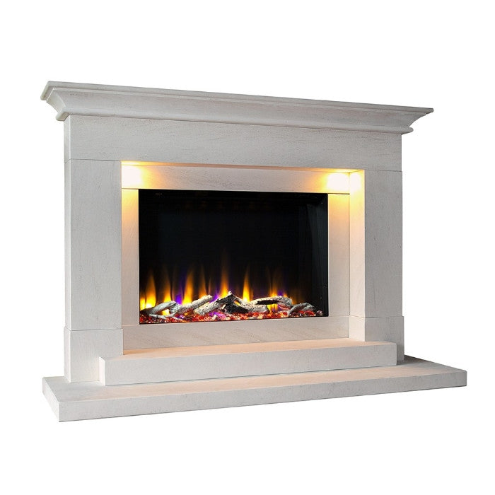 Celsi DLX Aleesia 750 Illumia Limestone Electric Fireplace Suite