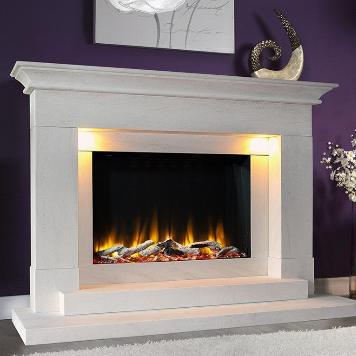 Celsi DLX Aleesia 750 Illumia Limestone Electric Fireplace Suite