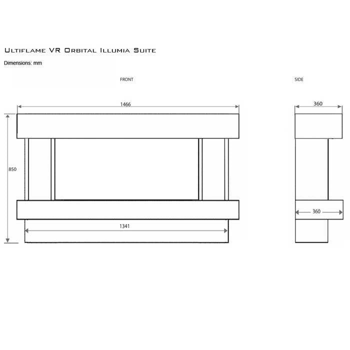 Celsi Ultiflame VR Orbital 800 Illumia Electric Fireplace Suite