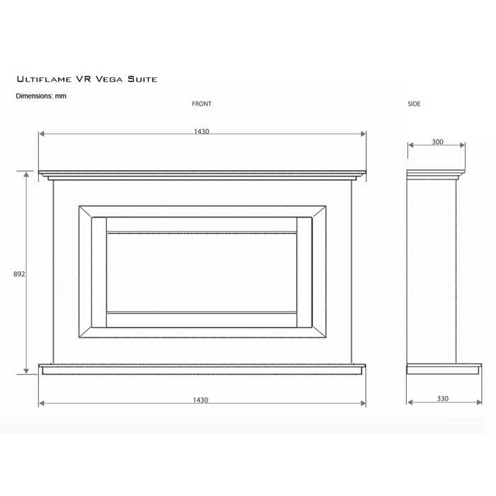 Celsi Ultiflame VR Vega 33" Electric Fireplace Suite, White